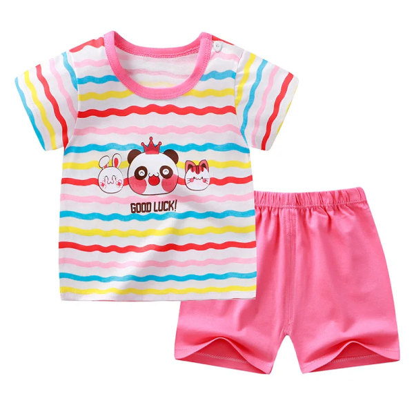 Sommar kortärmade shorts för barn Kostym T-shirt bomull Baby Baby Pojkar Tecknad set Billiga grejer KF1025 B55 73cm(3-9M)