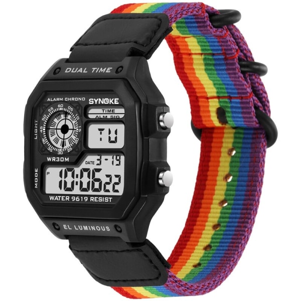 Reloj Deportivo Digital Herrklockor Herr 5BAR Vattentät Watch Sport Armbandsur i rostfritt stål Relojes Deportivos Zegarek Plastic-white