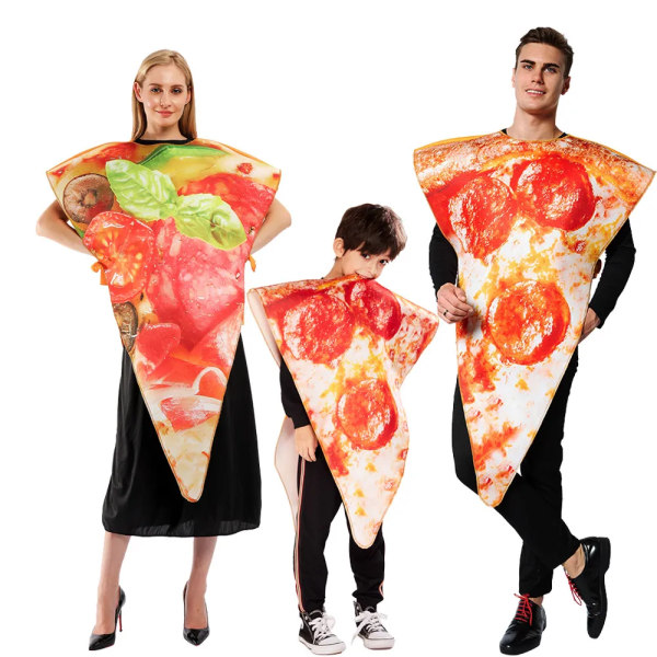 Vuxen Rolig Pizza Kostym Halloween Mat Cosplay Familj Grupp Outfits Karneval Påsk Purim Fyndklänning Child One Size