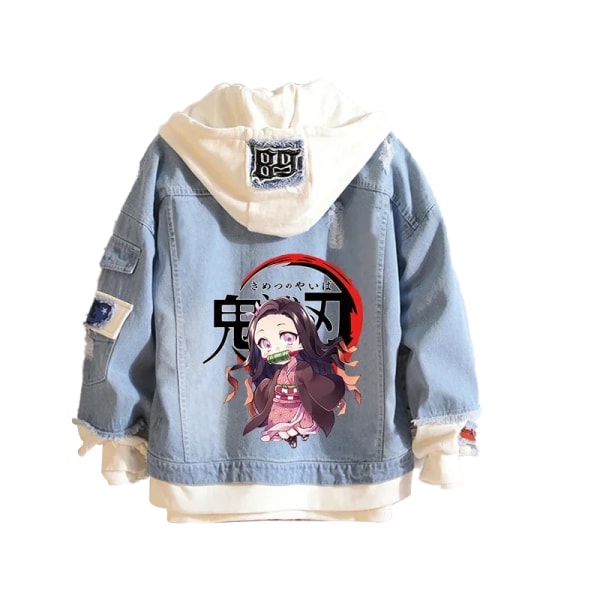 Vuxen Anime Cosplay vadderad jacka Attack on Titan Nezuko printed jeansjacka Unisex mode lös vårdräkt Set 17 XL