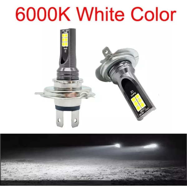 6000K Kall Vit-2 Styck Super Ljus H4 H7 Led Glödlampa Bilstrålkastare Motorcykel H1 H3 H8 H9 H11 Auto Dimljus 9005 9006 HB3 HB4 Ljus 12v 24V 80W 6000K Cold White H3