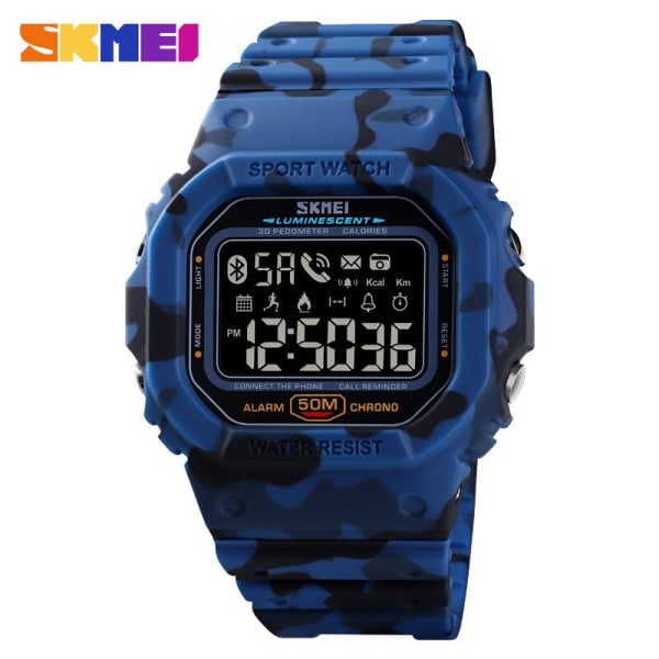 SKMEI 1629 Sport Digital Watch Militär stegräknare Kalorispårare Herr Bluetooth telefonpåminnelse Armbandsur Reloj Masculino Camo dark blue