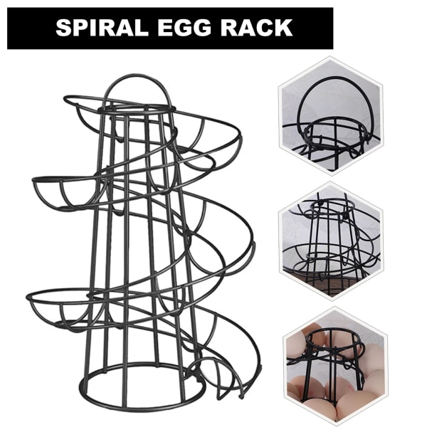 Spiral Egg Skelter Dispenser Rack Metallförvaring Display Rack Äggkorg för köksbänk display tillbehör Silver