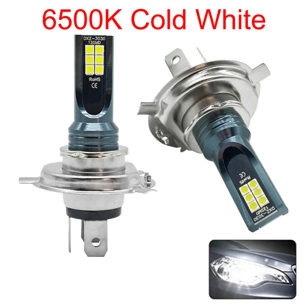 6500K Kallvit-2st H4 H7 LED-strålkastare H11 H8 H9 H10 H1 H3 Bil Dimljuslampor 9005 9006 Bilkörning Körljus 12000LM 80W 12V 6500K Cold White H11