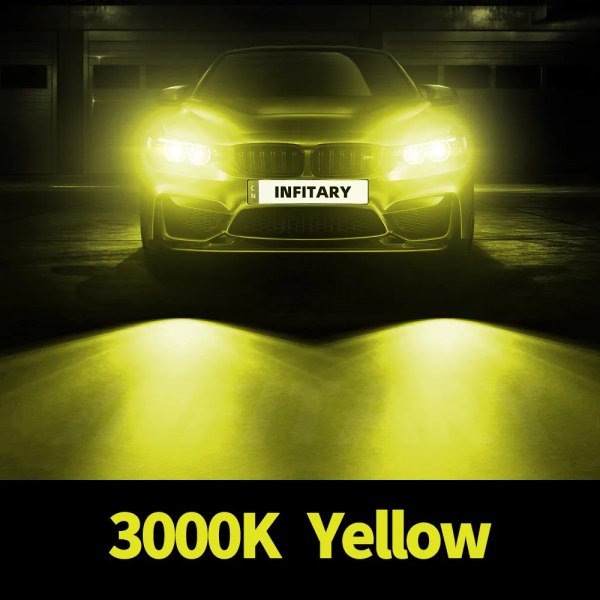 3000K Yellow-Infitary Canbus bilstrålkastare Glödlampa LED H4 H7 H1 H3 H11 H13 H27 880 HB3 HB4 9004 9007 20000LM CSP 6500K 4500K På automatiska dimljus 3000K Yellow H11 H9 H8