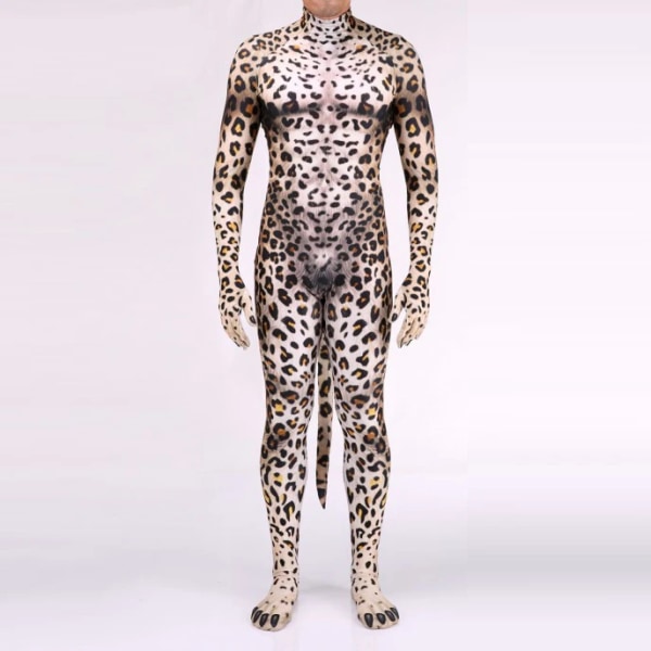 Zawaland Halloween Wolf Print Body Cosplay Kostymer Skrämmande partylekdräkter Overall Catsuit Zentai med svans för unisex Style15 XL