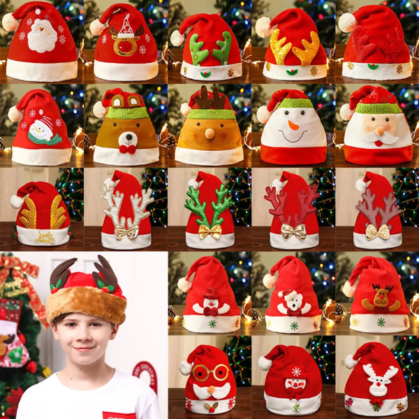 Söt plysch julhatt jultomten älghatt Flera stilar nyårsfest dekoration julklapp till vuxna barn 4