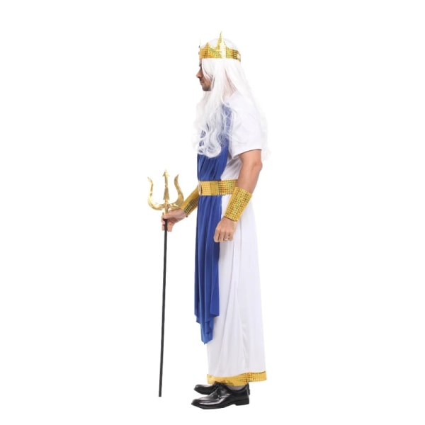 Ingen Trident Fantasia Män Romersk mytologi God of Sea King Neptune Poseidon Kostymer Halloween Purim Party Carnival Cosplay Outfits blue white M(height 175-185cm)