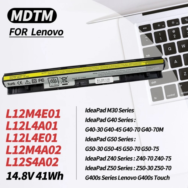 Laptopbatteri L12L4A02 L12L4E01 L12M4A02 L12M4E01 L12S4A02 L12S4E01 för Lenovo IdeaPad G400S G405S G410S G500S S410P S510P Touch Z710-serien G400S 14.8V 41Wh