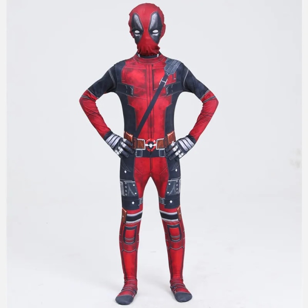 Deadpool Kostym Superhjälte Cosplay Kostymer Superhjälte Barn Bodysuit 3D stil Halloween Cosplay Kostymer Svärdpåse 4 110CM