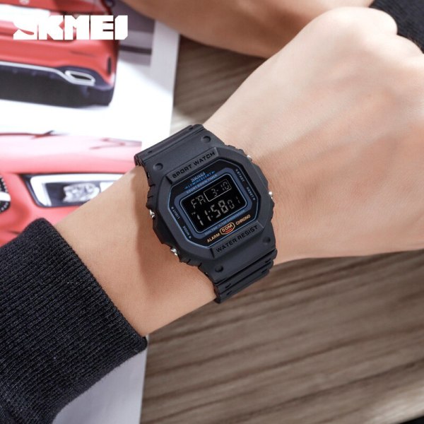 SKMEI 2 Time Count Down Herrarmbandsur Mode Retro Manklockor reloj hombre Multifunktionell Digital Watch Herr Gray camo