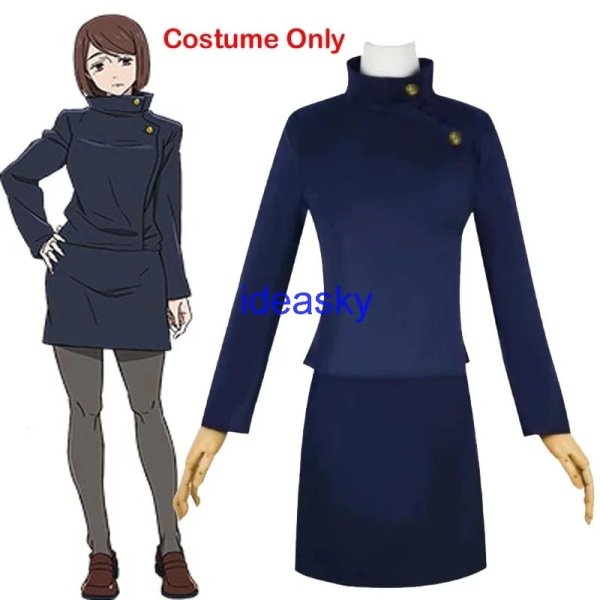 jujutsu kaisen säsong 2 cosplay shoko ieiri jujutsu kaisen jjk Peruk skor outfit Kostym Dam Flickor Toppkjol Skoluniform Blue  Costume XXL