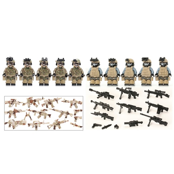 Armé Militära actionfigurer Byggstenar 360 graders printed kamouflage Ryska Tyskland Specialsoldat US Commando tegelstenar 10pcs