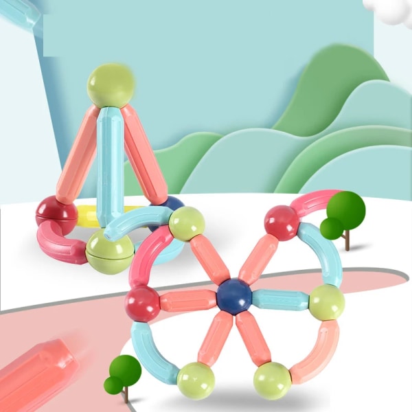 25 st 3D DIY pedagogisk leksak för barn Färgglada kreativa magnetiska byggpinnar och bollar Block