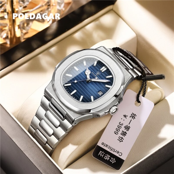 Casual Business Klocka Herr Lyx Watch Automatiska Klockor Herr Vattentät Mode Quartz Armbandsur Reloj Hombre 613 Silver White 613