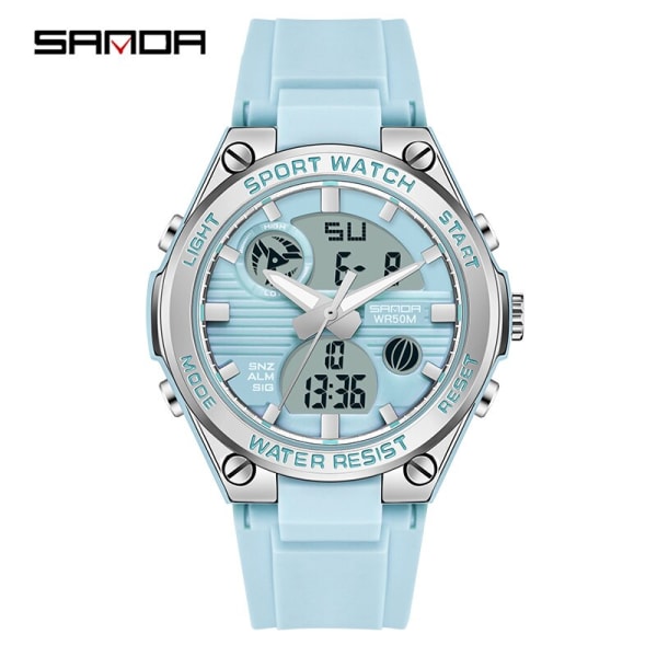 SANDA Luxury Ms LED Digital Watch Mode Casual Watch Kvinnor Flicka Militär Vattentäta Armbandsur Montre Dames 6067 blue