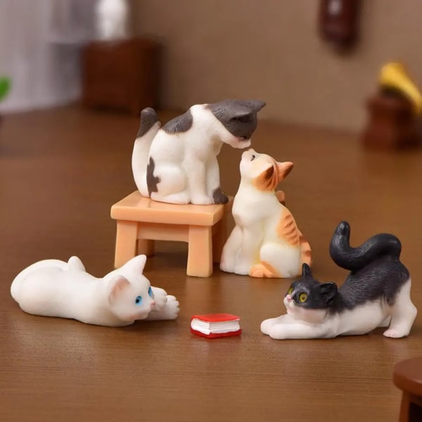 Mycket använd pedagogisk kattfigurer leksak Utsökt hantverk Kattprydnad Riktigt utseende Söt kattfigurer Displayleksak