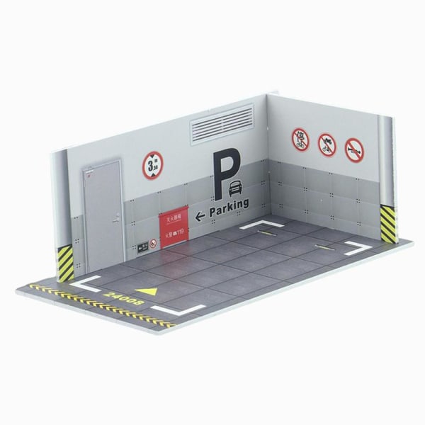 Bilmodell Diorama Parkering Scenery 1/24 Simuleringsscen för Garagebilmodell G