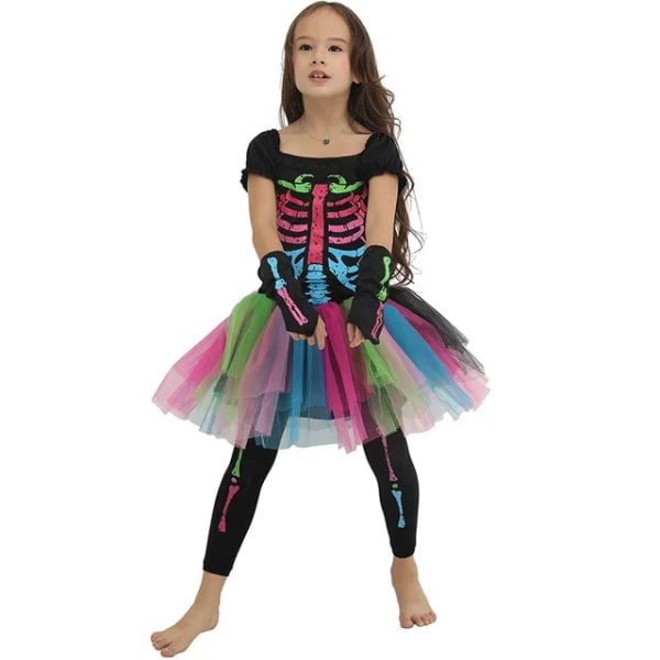 Eraspooky Funky Punky Bones Tutu Dress Halloween kostym För Familj Vuxen/Barn Skelett Jumpsuit Party Grupp Fancy Dress Girls One Size