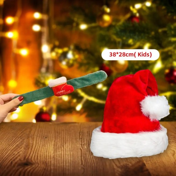 Ny högkvalitativ jul Xmas mjuk hatt jultomten Röd Kort plysch Noel Hatt God Jul Dekor Presentkort Gott Nytt År Style E