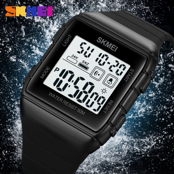 SKMEI 1960 Herr Sportklockor Mode Militär Countdown Vattentät Armbandsur Män Ljus Kalender Countdown Clock reloj hombre Black gold