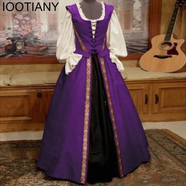 Cosplay medeltida renässansklänning Morgonrock Victoria Palace Prinsessan Klänning Halloween Karnevalsfest Kostymer för kvinnor Vuxen kostymer A M