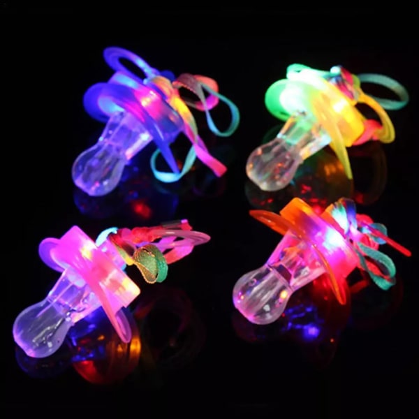 Glödande Blinkande LED-nappvissling nattljus Blinkande skämtnapp Toy-LED-nappvissling LED Pacifier Whistle 10pcs