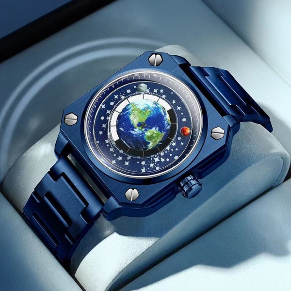 2023 Ny watch för män Automatisk watch Vattentät Safirspegel Man Business Armbandsur Toppmärke Lyx Moonswatch+box blue A