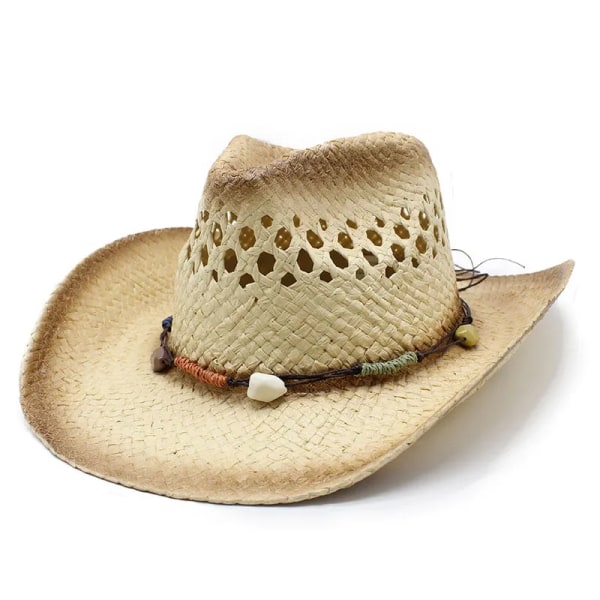 Big Brim Beach Klassisk västerländsk cowboyhatt med Hollow Out Design Män Kvinnor Europeiska amerikanska och brittiska Jazz Knight Top Hat khaki