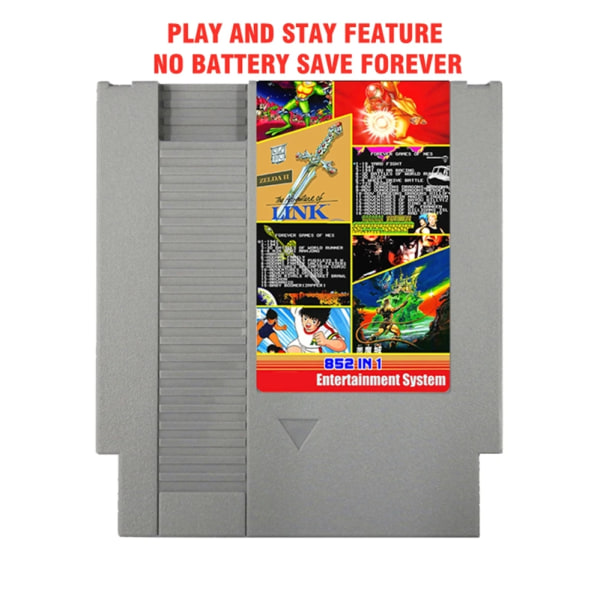 Uppgradera Chip Game Cartridge för NES videospelskonsol 72 pin 852 in 1 spelkort för PAL/NTSC Support Spara Grey