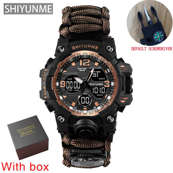 SHIYUNM Nya män Militärsport Digitala klockor Kompass Outdoor Survival Multifunktion Vattentät watch Relogio Masculino rose with box