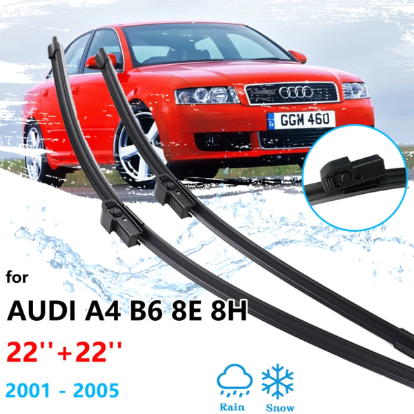 För Audi A4 B6 8E 8H 2001 2002 2003 2004 2005 Sedan gummiremsa Refill främre torkarblad Skärfönster Ersättningstillbehör