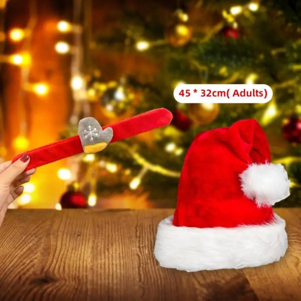 Ny högkvalitativ jul Xmas mjuk hatt jultomten Röd Kort plysch Noel Hatt God Jul Dekor Presentkort Gott Nytt År Style E