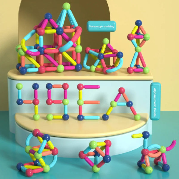 3D-utbytbara magnetiska stora set för barn Pusselstång Stångbollar Byggstenar Antistressleksak Vuxna Cubo Fidget Toys F2