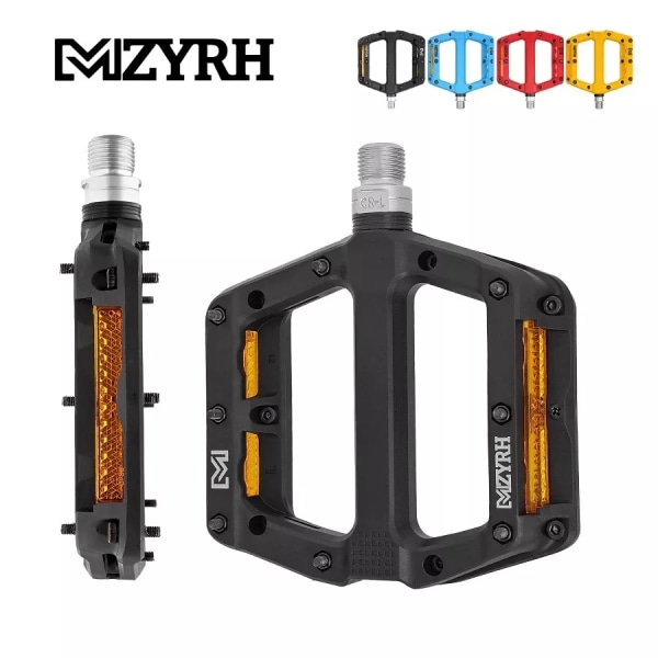 MZYRH reflekterande nylon 3-lagers cykelpedaler Ultralätta antisladd väg MTB cykelpedal Vattentäta cykeldelar MZ928 black
