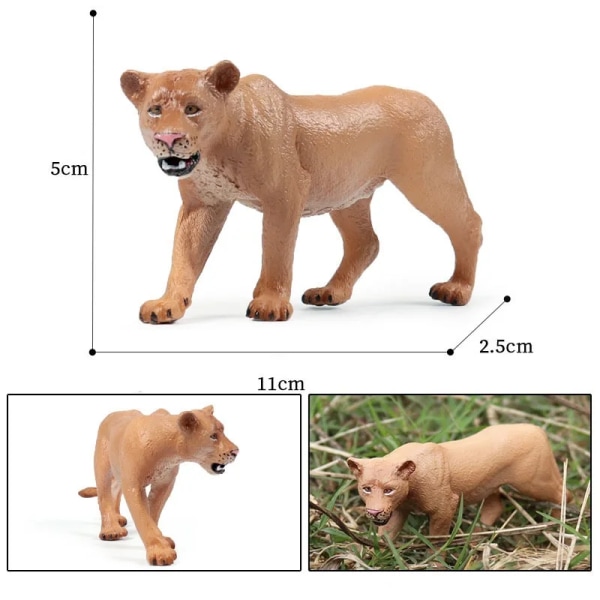 Realistisk Zoo Djur Figurer Simulering Lejon Tiger Gepard Panter Modell Samlarobjekt Actionfigurer Barn Pedagogiska leksaker Gåva