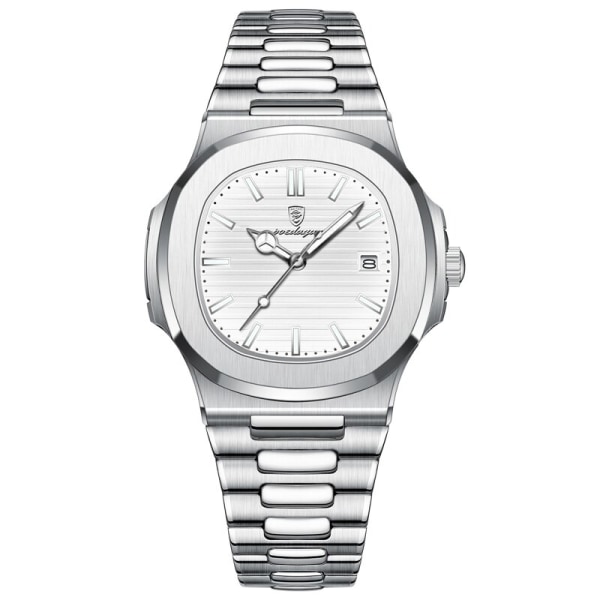 Casual Business Klocka Herr Lyx Watch Automatiska Klockor Herr Vattentät Mode Quartz Armbandsur Reloj Hombre 613 Silver White 613