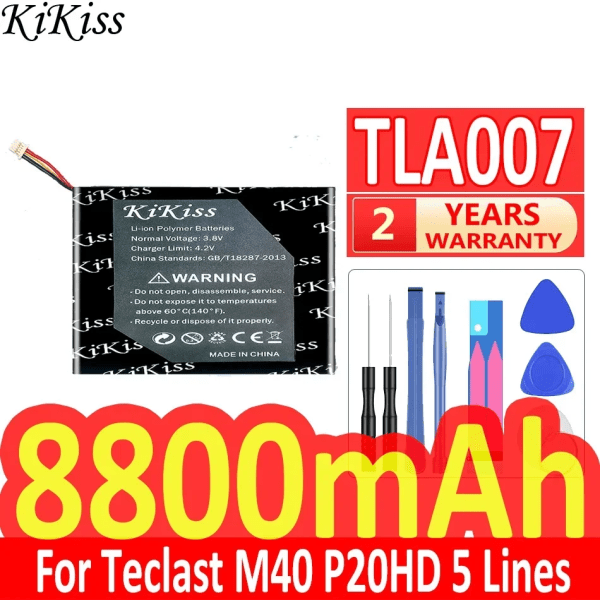 Laptopbatteri 8800mAh KiKiss Kraftfull TLA007 för Teclast M40 P20HD 5 linjers batterier