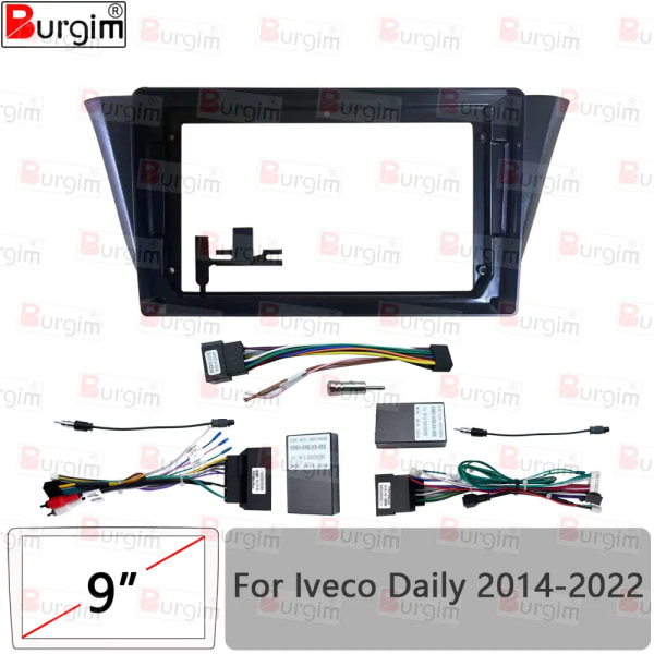 Bilradio Fascia Ram för Iveco Daily 2014-2022 9 tum 2DIN Stereo Panel Kabelstam Ström Adapter Canbus Dekoder cable canbus-B