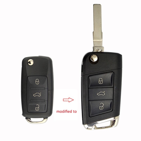 modul för modifierad bilnyckel, byte av fjärrnyckelskalet, 3 knappar, Volkswagen, VW, Polo, Passat, B5, Golf MK5, Beetle Modified