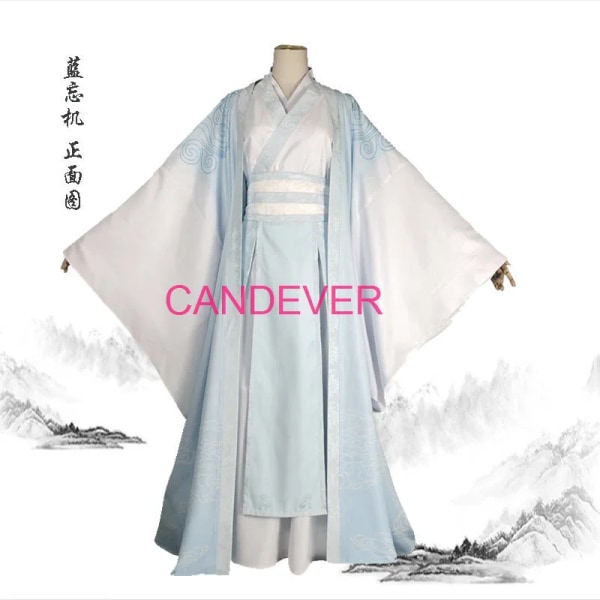 Anime wei wuxian kostym ung Mo Dao Zu Shi Cosplay lan zhan Lan Wangji Jiang Cheng Wen Ning jin ling Peruk Hanfu skor kanin Wei Wuxian Wig A Size 38 24cm