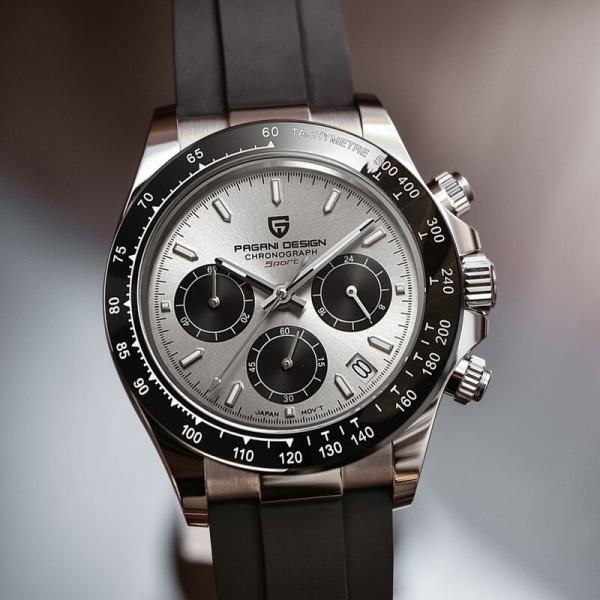 2023 PAGANI DESIGN Watch Herr Quartz Top Märke lyx Automatisk Date Armbandsur för män Vattentät Sport Chronograph Clock Mans Sliver grey