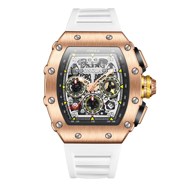 ONOLA Brand Luxury Watch Herr Armbandsur Multifunktion Sport Vattentät Lysande Sport Casual Clock Herr Quartz Watches Herr Rose white