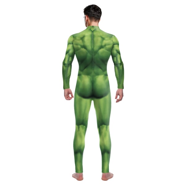 Cosplay kostym Halloween Carnival Purim Grön Muscle 3D Print Herr Jumpsuit Spandex Zentai Body Kvinnor Herr Festkläder B142-412 XL