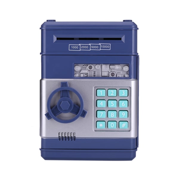 Automatisk Spargris Bankomat Lösenord Penglåda Kontantmynt Sparlåda ATM Bank Säkerhetsbox Insättningssedel Barn Födelsedagspresent Dropship Navy Blue