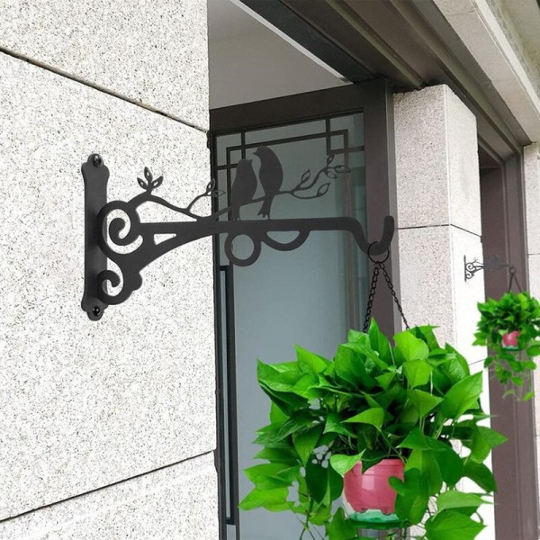Fågelmönster Hängande korg i metall Rustik stil Blomkorghållare Bred bas Väderbeständig för utomhus inomhus trädgård Yard Street