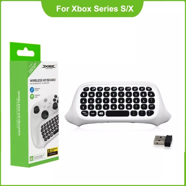 Tangentbord för Xbox Series X/s One/s/ Controller Gamepad, 2,4Ghz Mini Qwerty Keyboard Gaming Chatpad med ljud-/headsetuttag WHITE