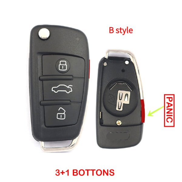 Bilnyckel för Audi A1, A3, A4, 2006, Horizon, A6L, Q2, Q3, Q7, Allroad, RS4, TT, byte av bilnyckel, individuellt case, 3, 4 b B style-4 BOTTONS
