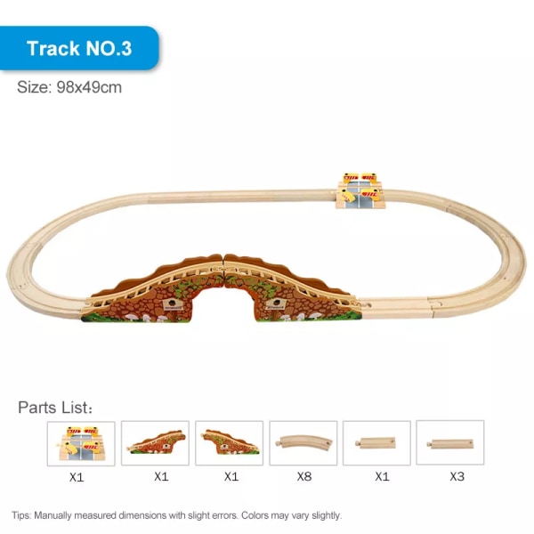 Träjärnvägstillbehör, kompatibla med trätåg, järnväg alla märken, järnvägsleksaker, nya Track set no.3