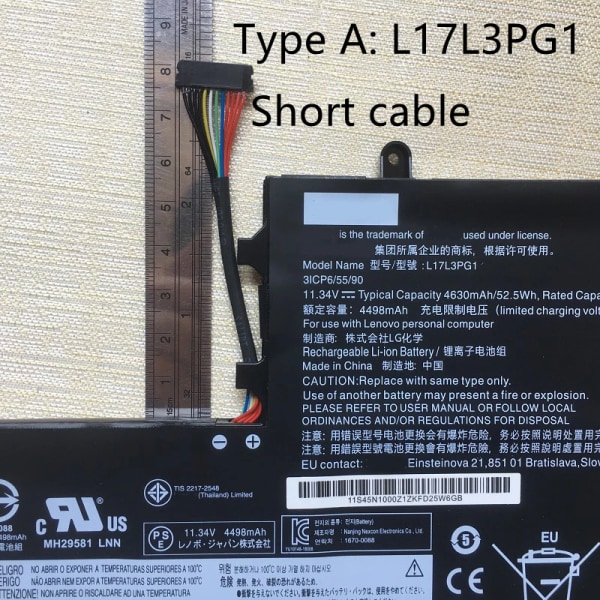 Laptopbatteri Nytt L17C3PG2 för Lenovo LEGION Y530-15ICH Y540-15IRH Y740 Y7000 2019 L17C3PG1 L17M3PG3 L17L3PG1 L17M3PG2 L17M3PG1 Type A-Short Cable